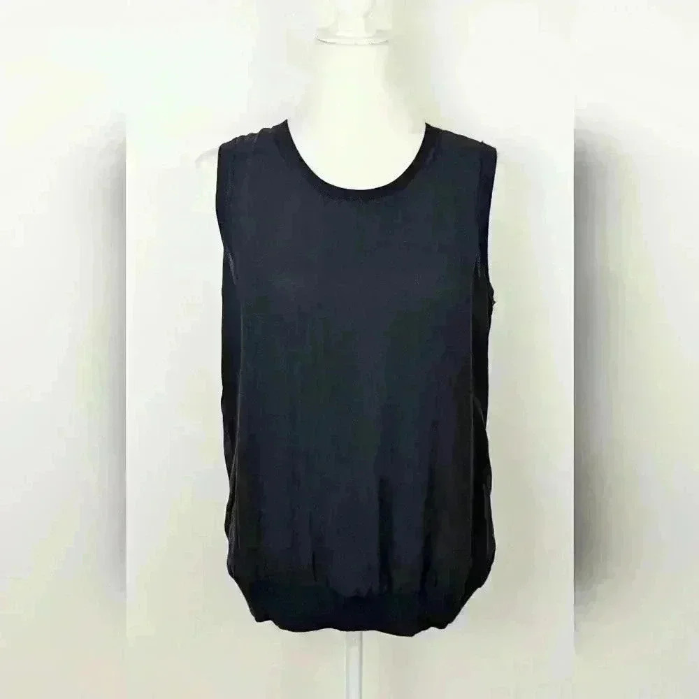 Etcetera Navy Silk Tank